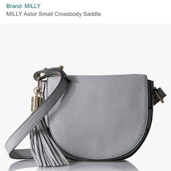 MILLY NEW Leather Astor Small Crossbody Bag in Light Blue/Gray - Picture 8 of 8